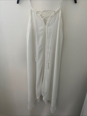 Stella Laguna Beach White Midi Dress with Tassel Tie